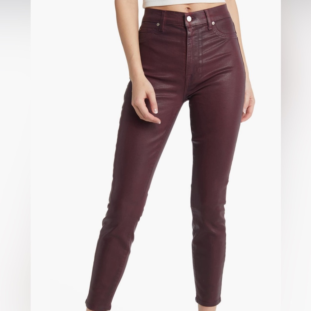 NWT. 7 For All Mankind Burgundy Coated Jeans